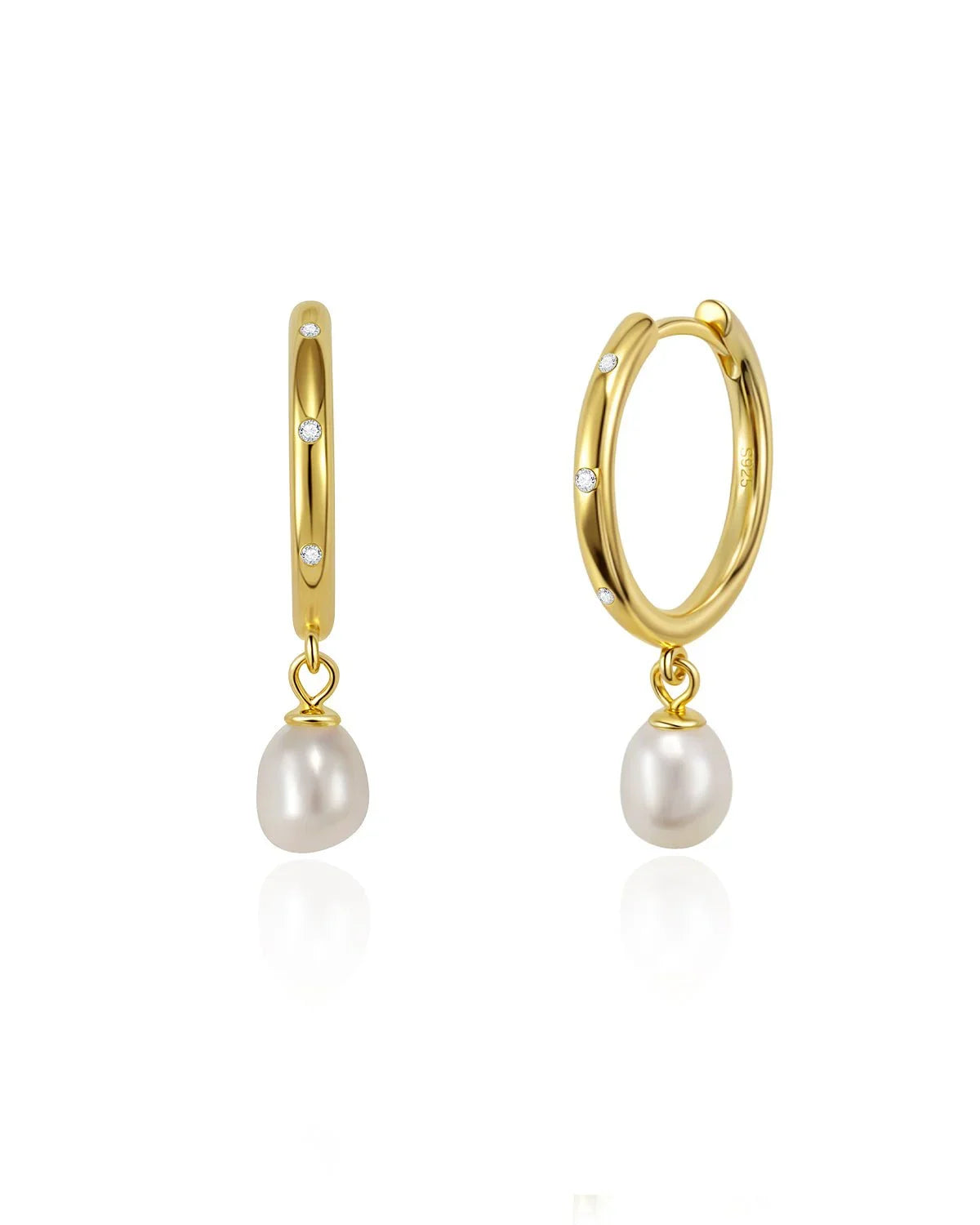 14K Gold Plated Pearl Drop Earrings
