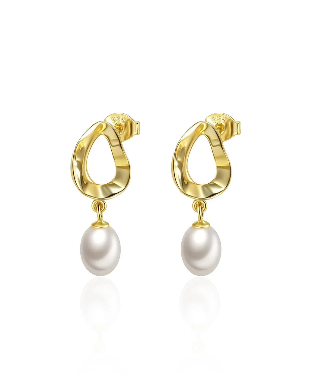 14K Gold Plated Pearl Drop Earrings