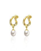 14K Gold Plated Pearl Drop Earrings