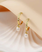 14K Gold Plated Pearl Drop Earrings