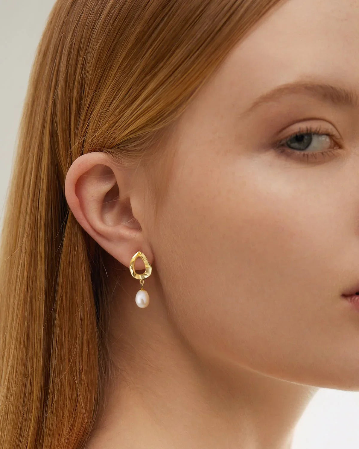 14K Gold Plated Pearl Drop Earrings