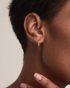 14K Gold Plated Rectangle Huggie Earrings