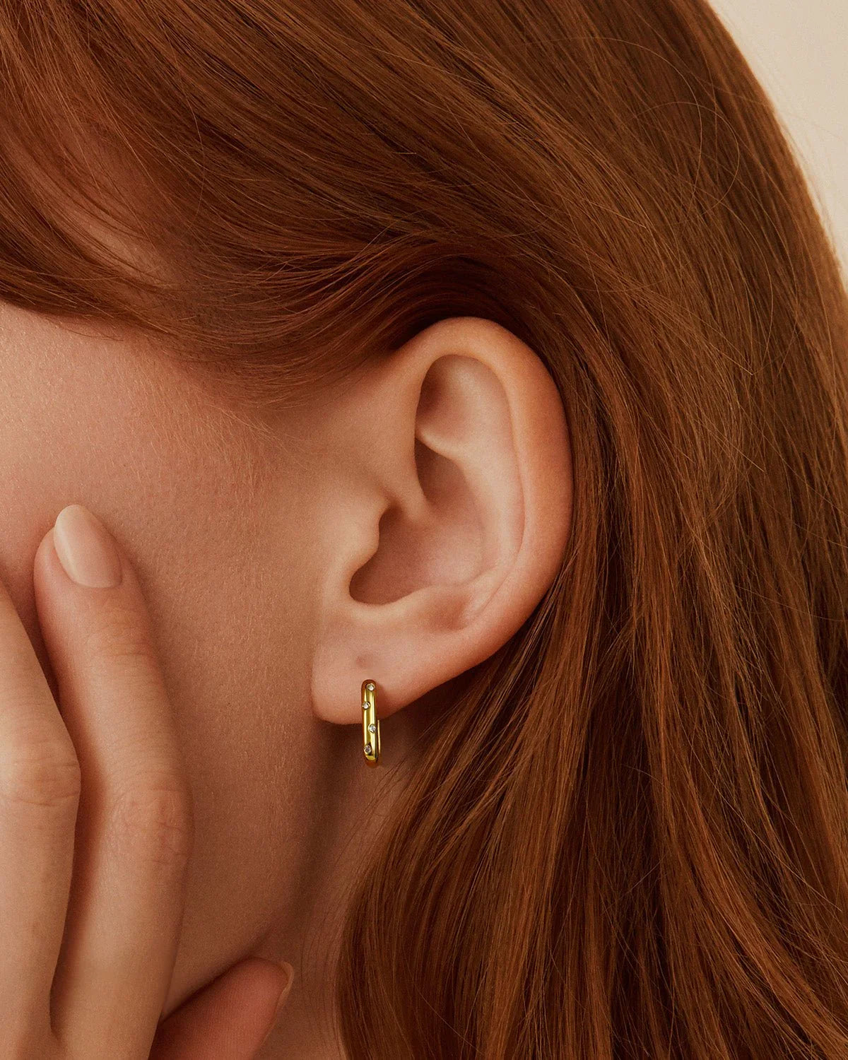 14K Gold Plated Rectangle Huggie Earrings