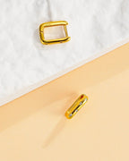 14K Gold Plated Rectangle Huggie Earrings