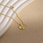 14K Gold Sterling Silver Shell Pearl Pendant Necklace