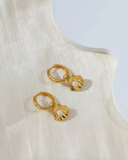 14K Gold Sterling Silver Shell Pearl Dangle Earrings