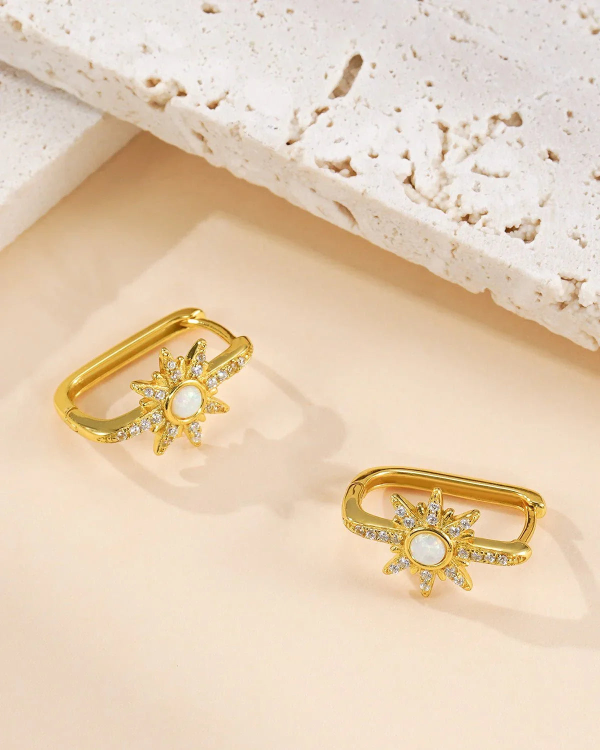 14K Sterling Silver Starlight Huggie Earrings