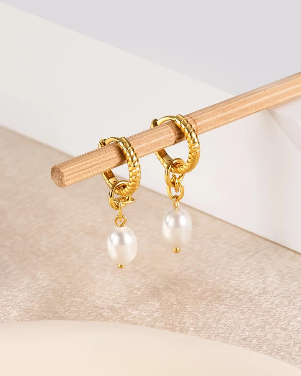 18K Gold Plated Pearl Drop Earrings