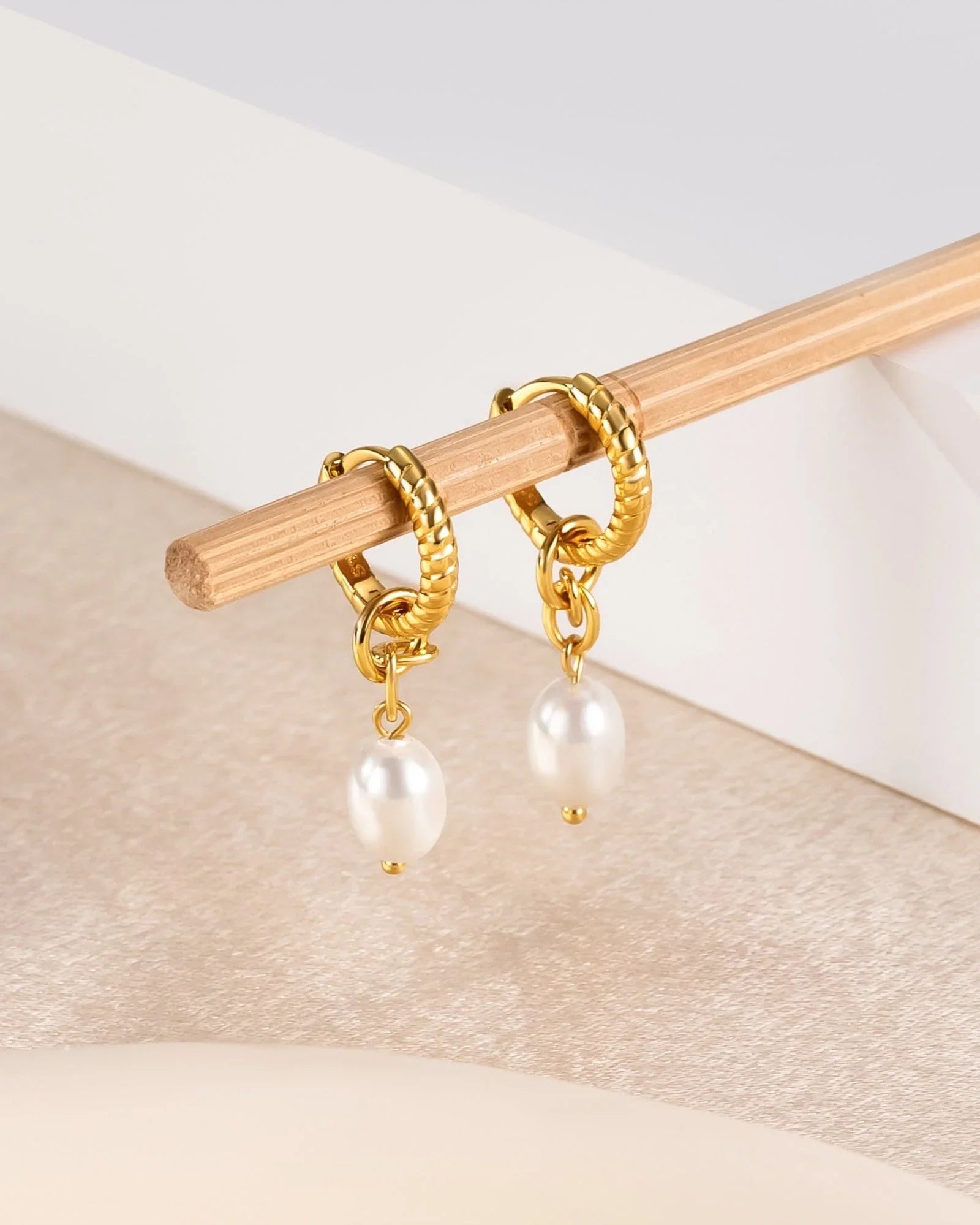 18K Gold Plated Pearl Drop Earrings