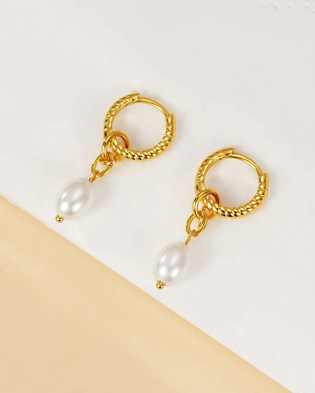 18K Gold Plated Pearl Drop Earrings