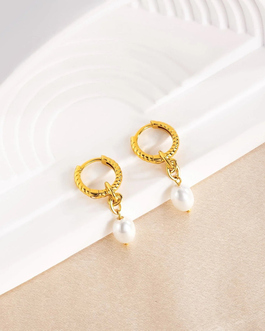 18K Gold Plated Pearl Drop Earrings