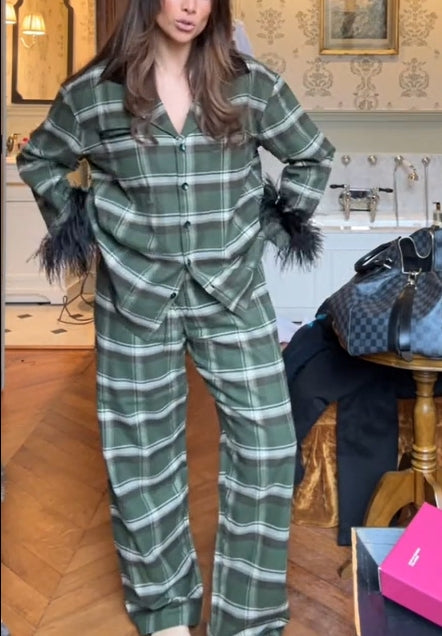 Emerald Check Cotton Flannel Suit Hover Image