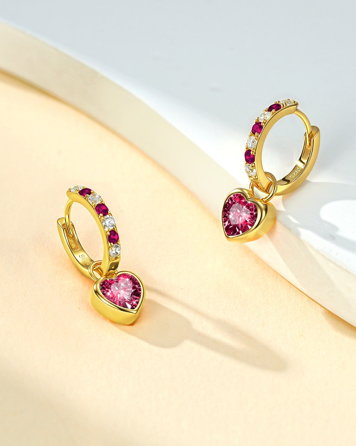Molenia Heart Birthstone Hoop Earrings
