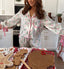 Christmas Tree Print Long Sleeve Shorts Pajama Set