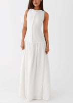 White Sleeveless Linen Maxi Dress