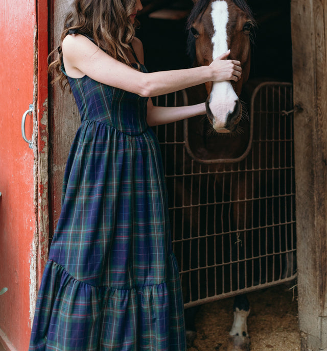 Check Bow Strap Dress