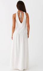 White Sleeveless Linen Maxi Dress