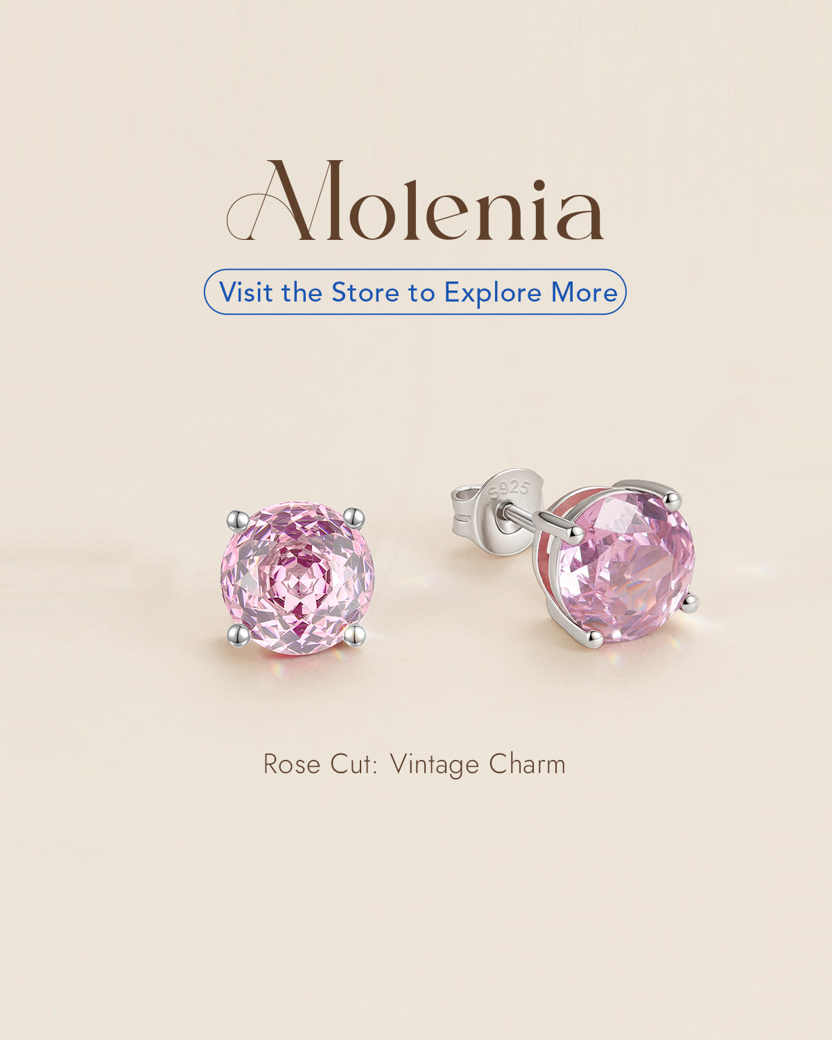 Rose Cut Sterling Silver Birthstone Stud Earrings