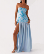 Strapless Tube Panelled Maxi Dress