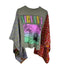 Floral Monogram Print Patchwork Long Sleeve Loose Crew Neck T-shirt