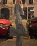 Super Sparkly Denim Long Sleeve Trousers Set