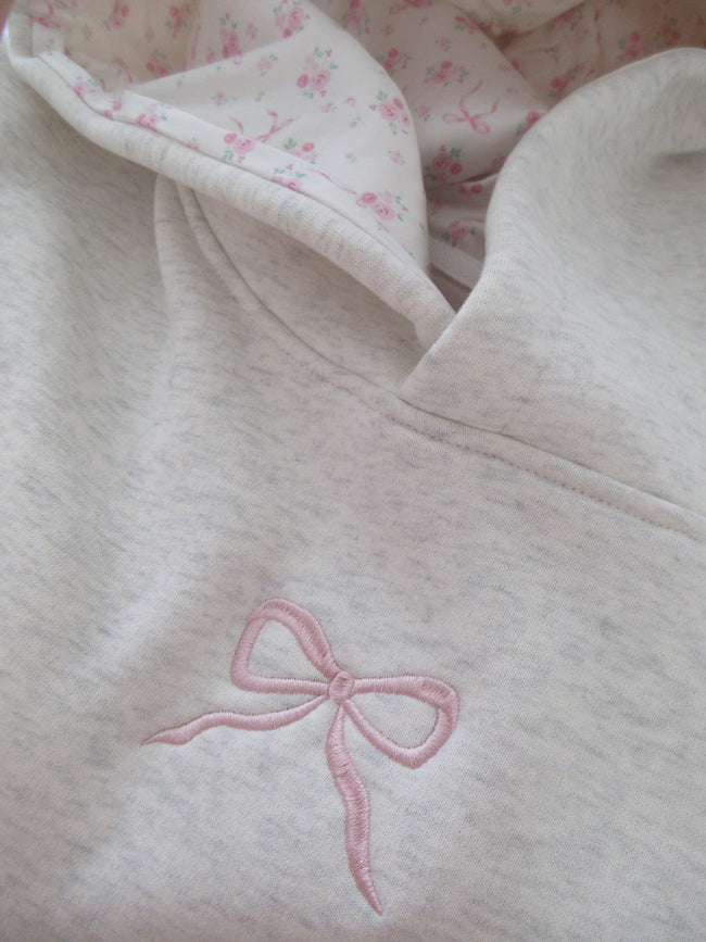 Small Floral Lined Bow Hoodie Hover Image