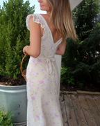 Floral Maxi Dress with Wave Cuffs