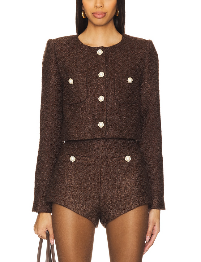 Heavy Tweed Suit With Padded Shoulders Hover Image