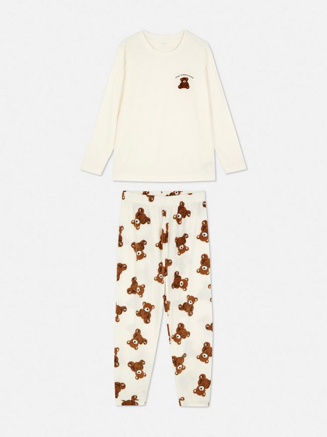 Teddy Bear Micro Fleece Long Sleeve Pajamas Main Image