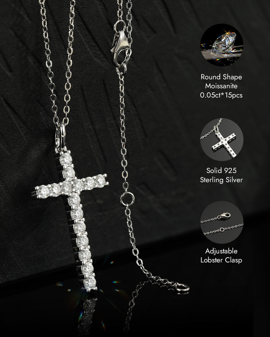 Molenia Moissanite Cross Necklace