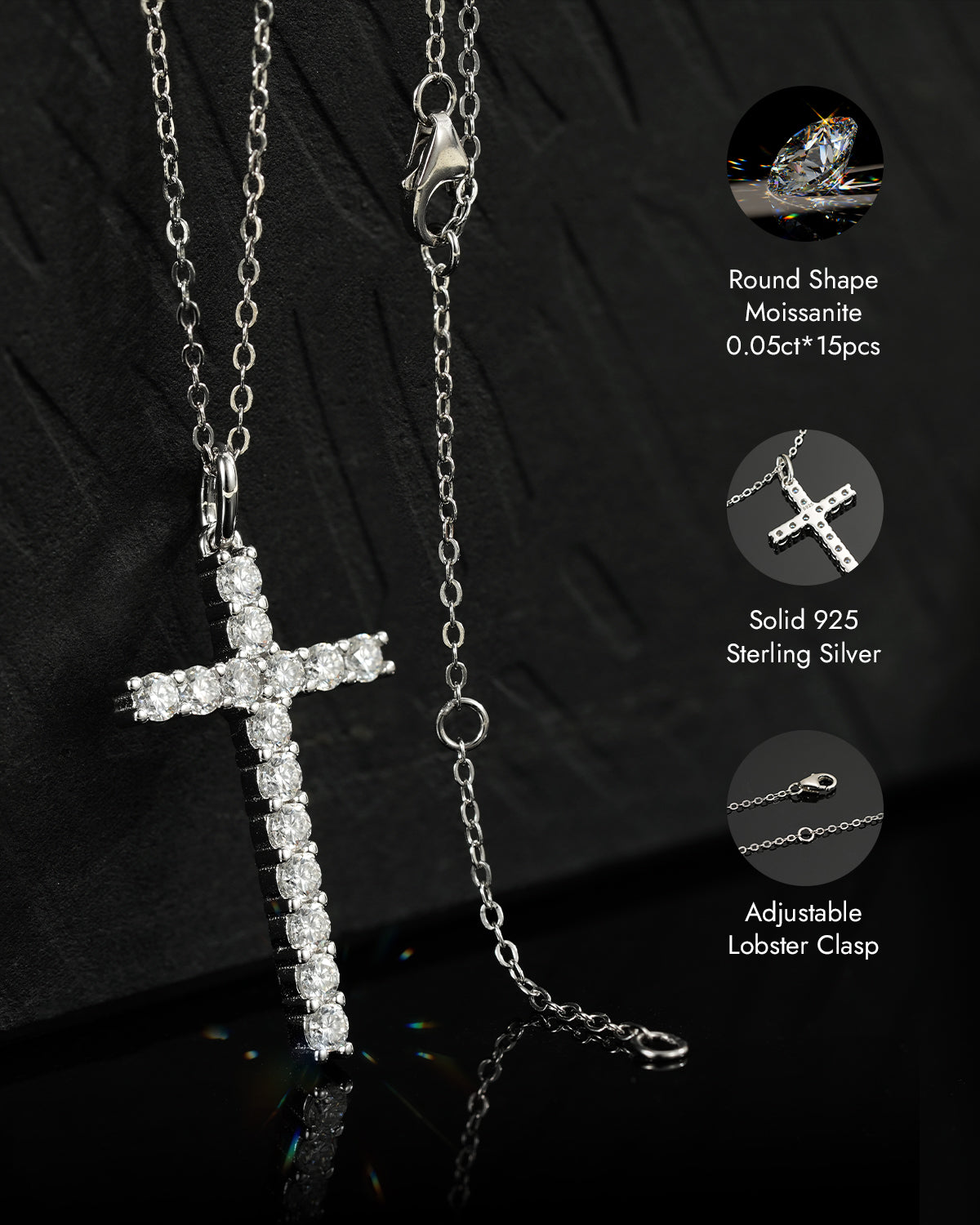 Molenia Moissanite Cross Necklace