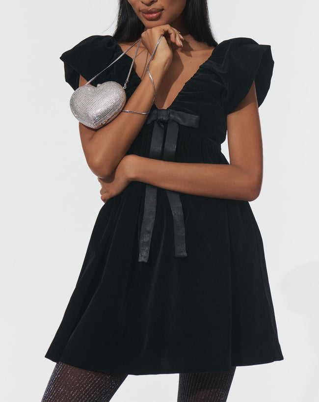 Endless Rose Velvet Bow Mini Dress Hover Image