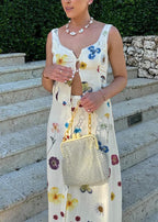 Floral Sleeveless Vest Fashion Straight Beach Maxi Dress Set