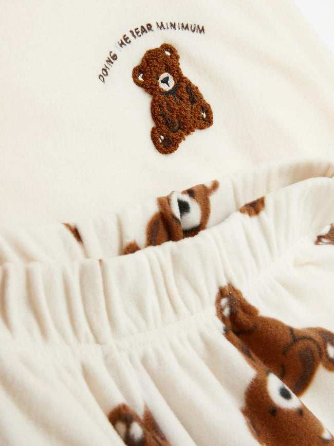 Teddy Bear Micro Fleece Long Sleeve Pajamas Hover Image