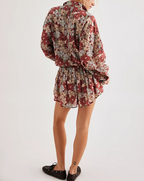 Floral Print Shirt and Pleated Skirt Set