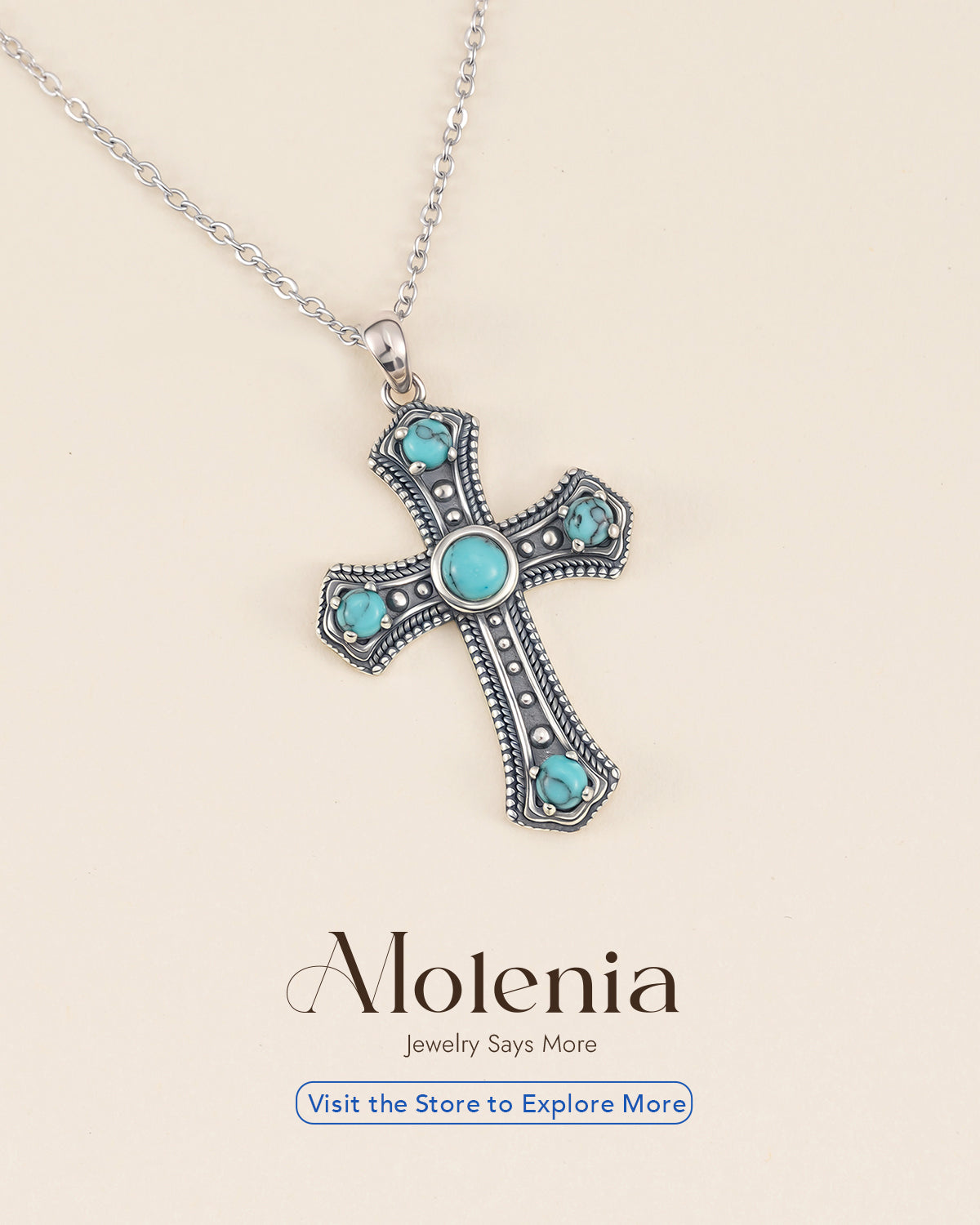 Turquoise Cross Necklace – Vintage Faith Pendant Necklace