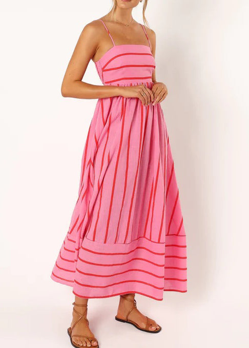 Striped Suspender Maxi Dress