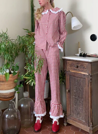 Women's Casual Plaid Suit Hover Image