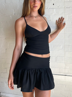 Backless Halter Double-layer Fitted Top And Skirt Set