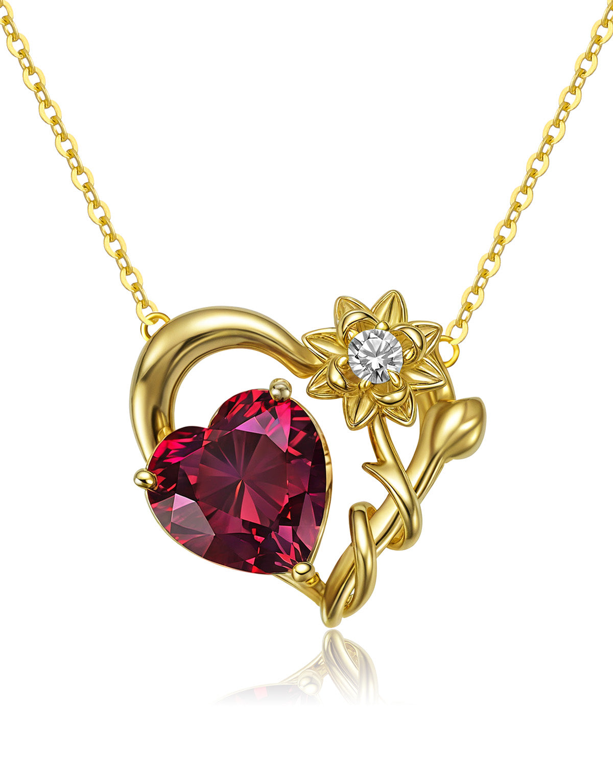 Molenia Birth Flower & Birthstone Heart Necklace