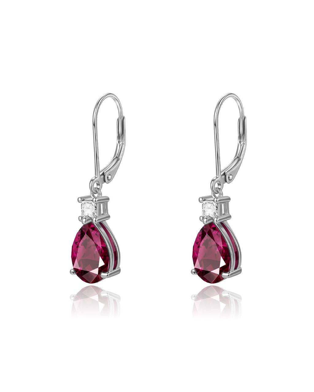 Teardrop Dangle Leverback Birthstone Earrings