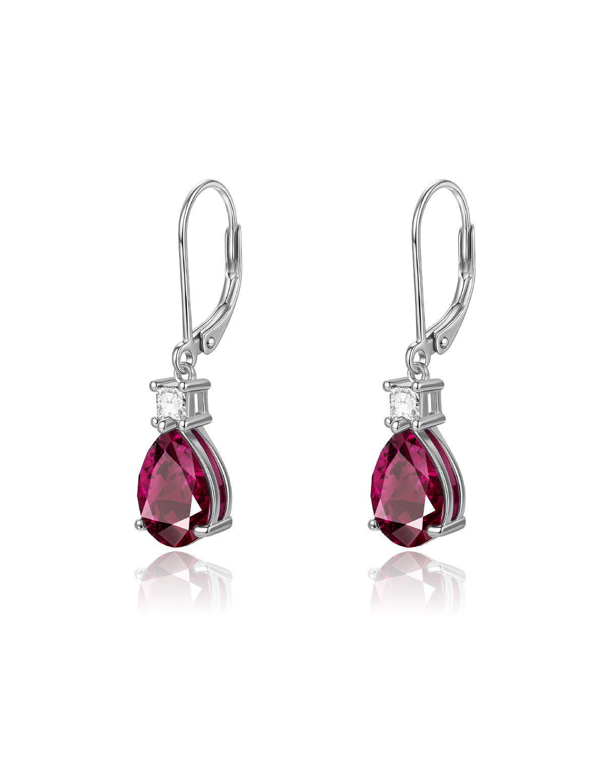 Teardrop Dangle Leverback Birthstone Earrings