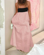 Casual Colorblock Sling Dress