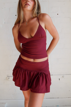 Backless Halter Double-layer Fitted Top And Skirt Set