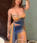 Two-tone Long Skirt With Starfish Decoration