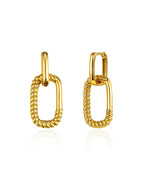14K Gold Plated Rope Textured Dangle Earrings