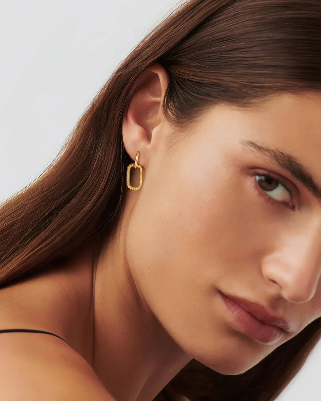 14K Gold Plated Rope Textured Dangle Earrings