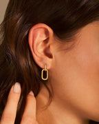 14K Gold Plated Rope Textured Dangle Earrings