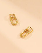 14K Gold Plated Rope Textured Dangle Earrings