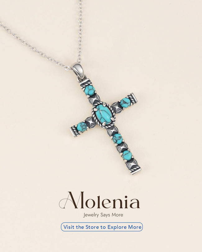 925 Sterling Silver Turquoise Cross Necklace Main Image